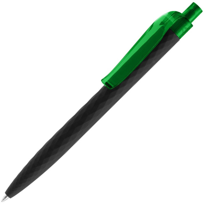 Ручка шариковая Prodir QS01 PRT-T Soft Touch, черная с зеленым
